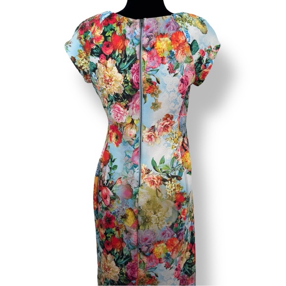 Beige by eci Floral Fitted Dress Women's Size 8 Stretchy Office Workwear Spring - Picture 6 of 13